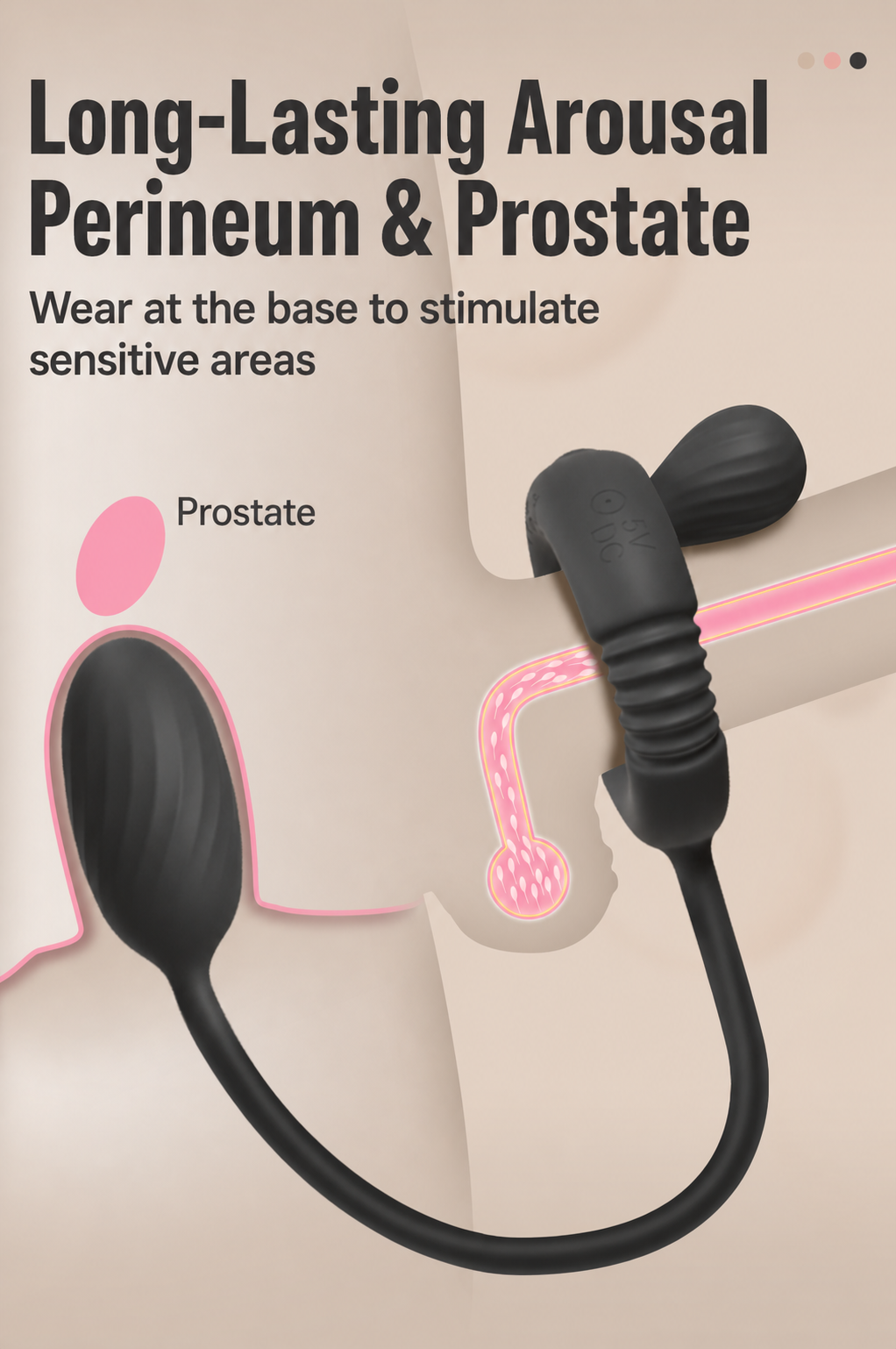 Remote-Control Vibrating Cock Ring with Flexible Tail & Vibrating Bullet – 10 Modes, Rechargeable, IPX7 Waterproof Silicone for Couples