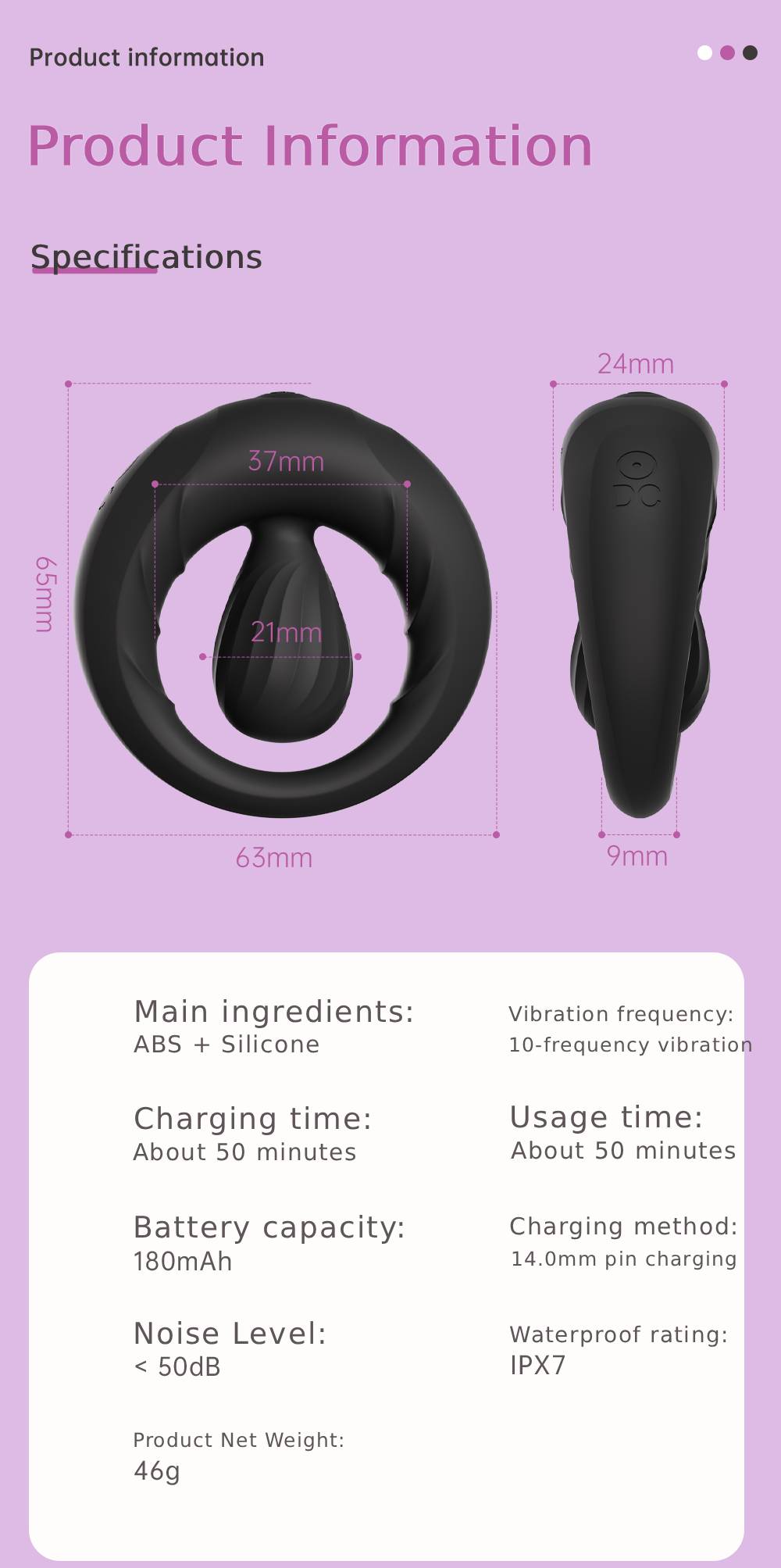 Dual-Ring Vibrating Cock Ring for Couples – 10 Modes, Rechargeable & IPX7 Waterproof Silicone with Clitoral Stimulator