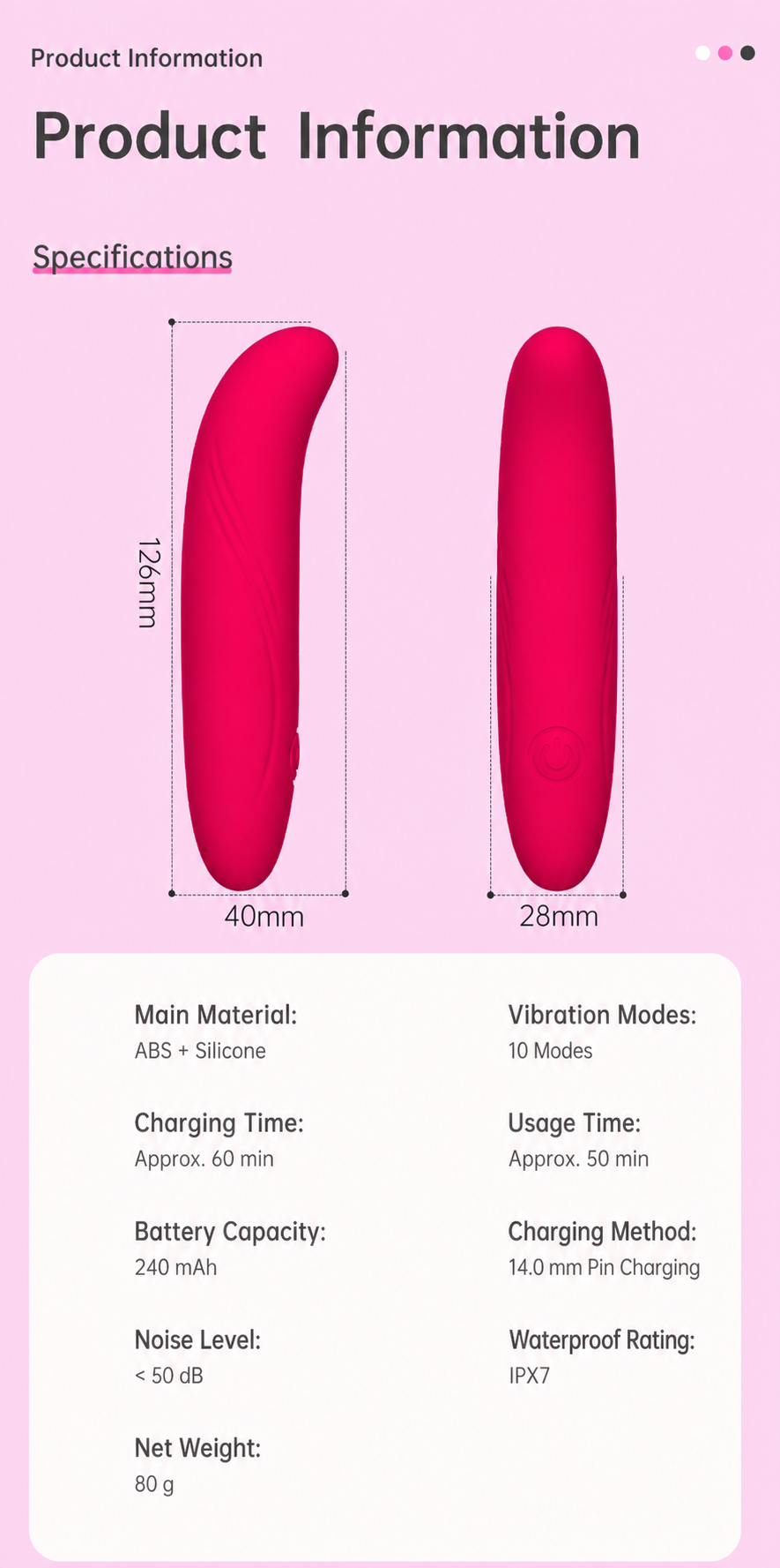 Curved G-Spot Vibrator – Slim Silicone Wand with 10 Modes, Rechargeable & IPX7 Waterproof for Beginners & Couples