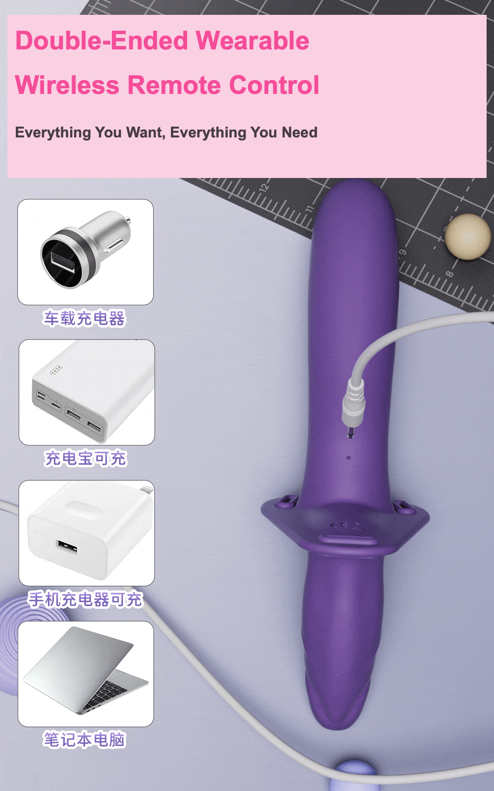 SANSUNNY Dual Head Rechargeable Personal Massager – 10 Vibration Modes Waterproof Wellness Device