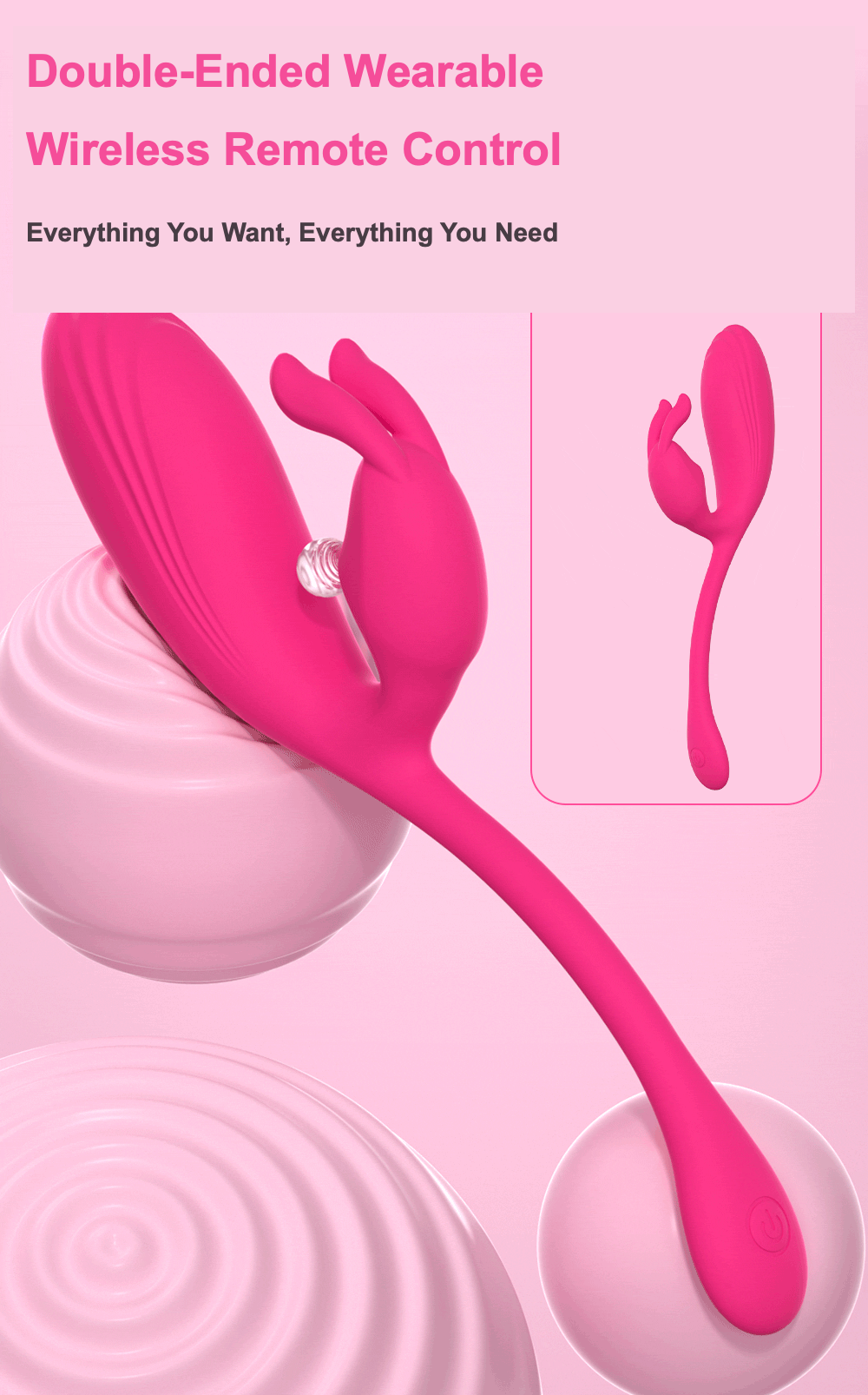 SANSUNNY Double-Ended Wireless Remote Control Massager – Rechargeable Waterproof Wellness Device