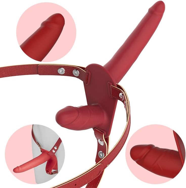 Dual Sensation Strap-on Harness | Double Ended Dildo for Lesbian Couples | Strapless Strap On | Wearable for Hands-Free Play | Tethering Underwear with 2 Realistic Dildos (Black)