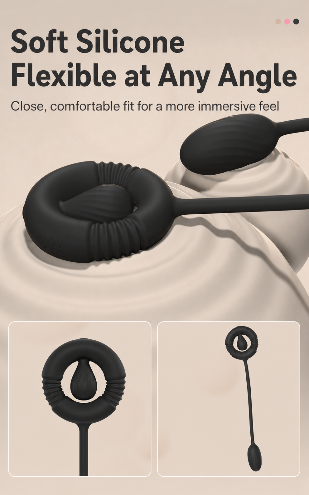 Remote-Control Vibrating Cock Ring with Flexible Tail & Vibrating Bullet – 10 Modes, Rechargeable, IPX7 Waterproof Silicone for Couples