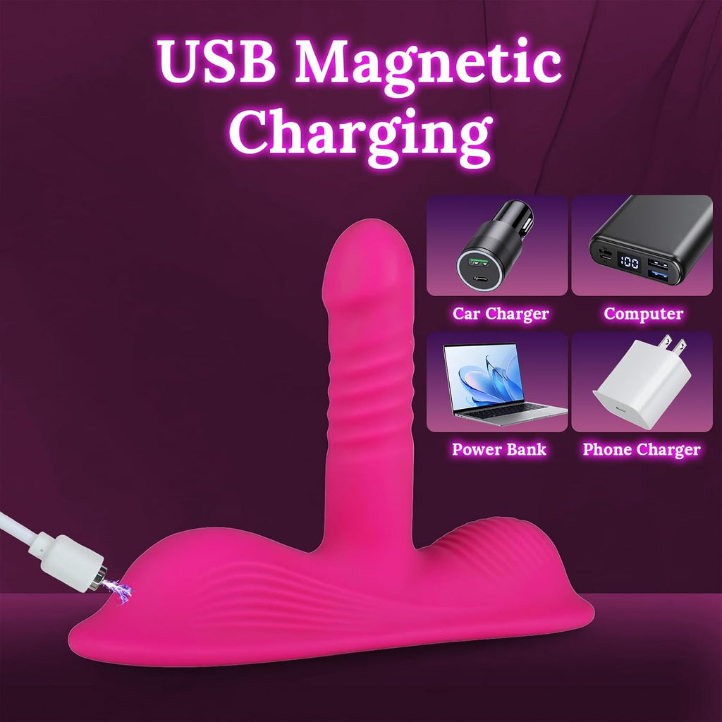 Riding Grinding Thrusting Dildo Vibrator - Remote Control Sex Grinders with 10 Thrusts & Vibrations for Clit Perineum G Spot Stimulation, Women Female Sex Toy Adult Toys & Games Sex Machine Dildos