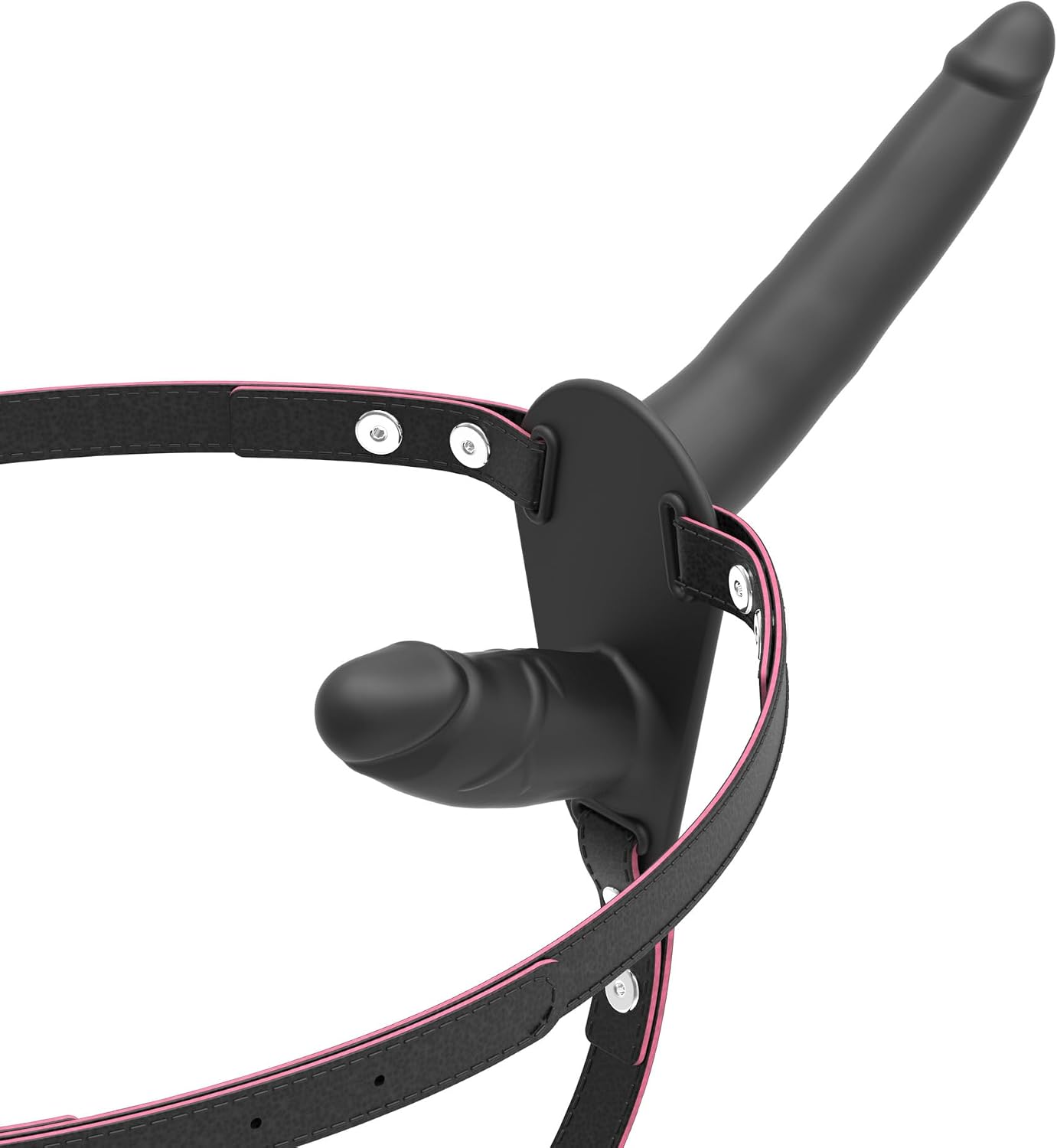 Dual Sensation Strap-on Harness | Double Ended Dildo for Lesbian Couples | Strapless Strap On | Wearable for Hands-Free Play | Tethering Underwear with 2 Realistic Dildos (Black)