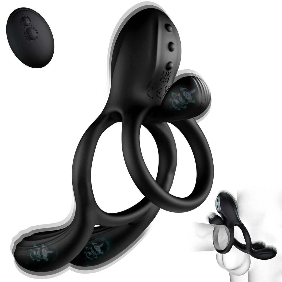 Vibrating Cock Ring Male Sex Toys – Couples Sex Toys for Clitoris & Testicle Stimulation, Penis Ring Adult Toys for Men 3 Motors & 10 Vibrations, Remote Dual Testicle Vibrator Male Sex Toy for Men