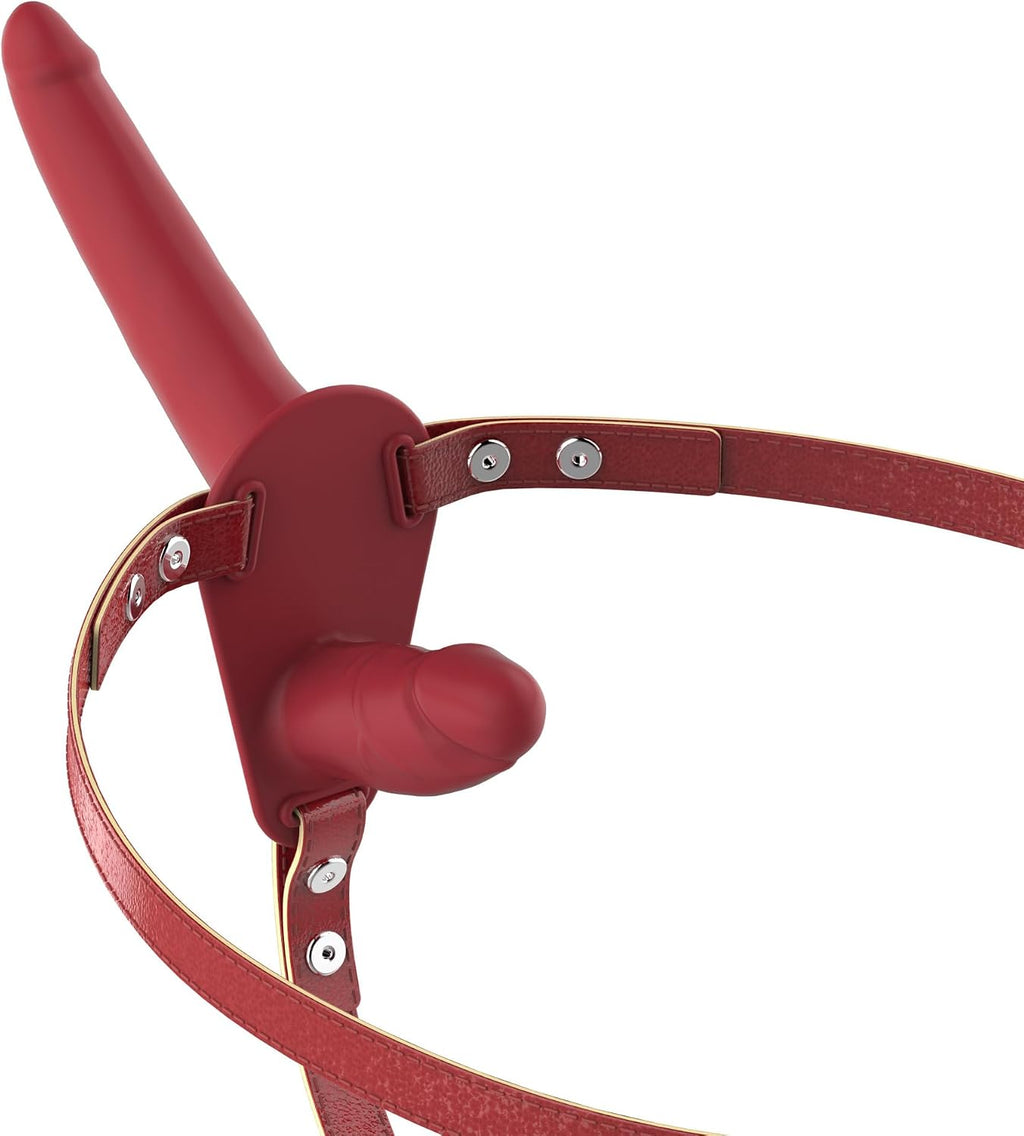 Dual Sensation Strap-on Harness | Double Ended Dildo for Lesbian Couples | Strapless Strap On | Wearable for Hands-Free Play | Tethering Underwear with 2 Realistic Dildos (Black)