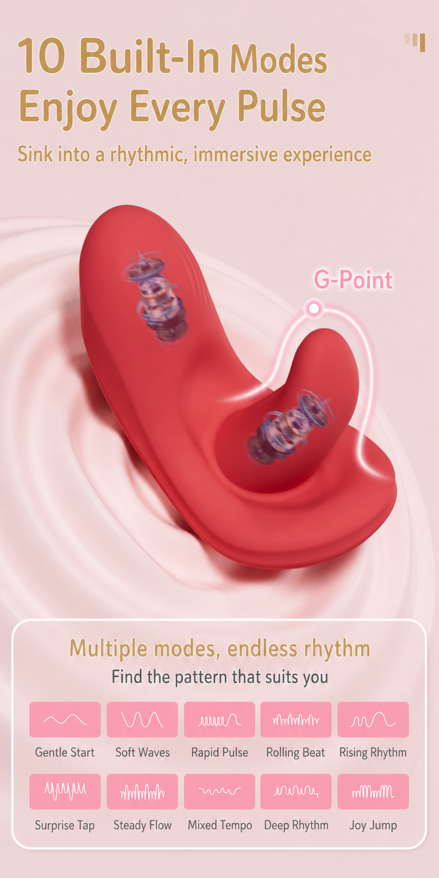 Wearable Dual-Stimulation Vibrator with Wireless Remote – G-Spot & Clitoral, 10 Modes, Rechargeable, IPX7 Waterproof Silicone