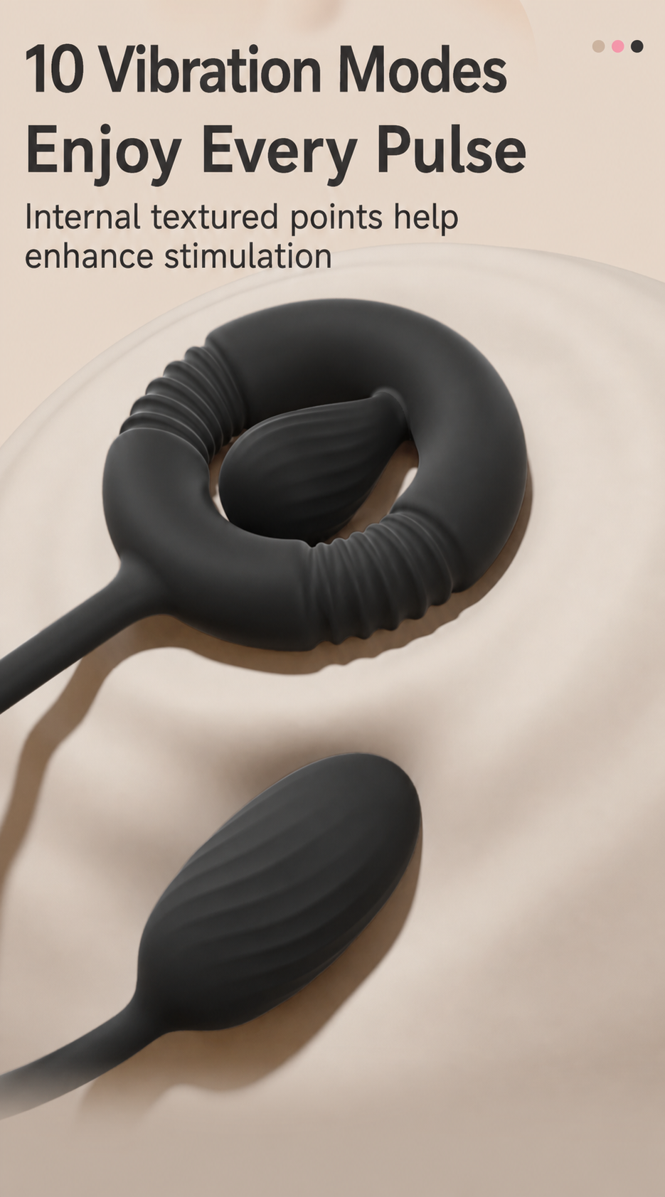 Remote-Control Vibrating Cock Ring with Flexible Tail & Vibrating Bullet – 10 Modes, Rechargeable, IPX7 Waterproof Silicone for Couples