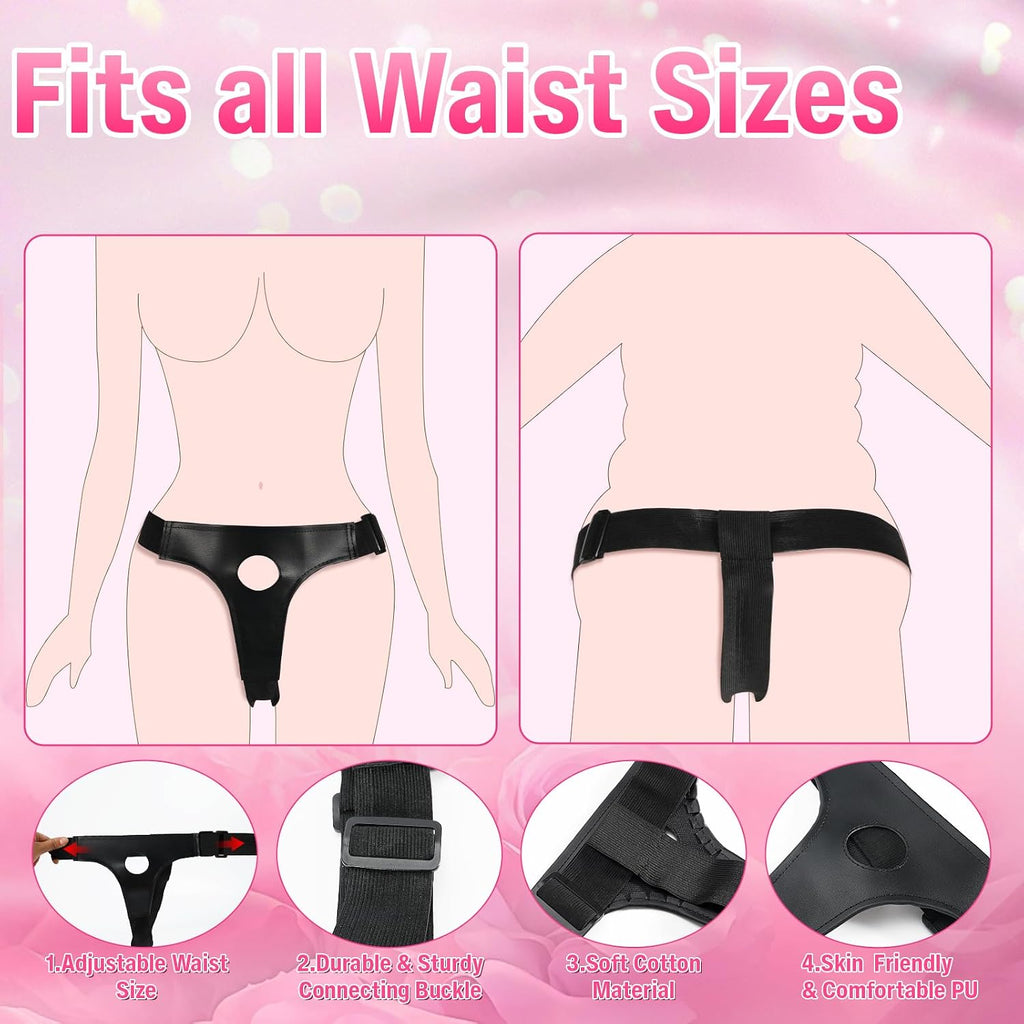 Strap On Dildo Vibrator Lesbian Fetish Sex Toys Strap on Harness Wearable Dildos with 10 Vibration Modes for G-Spot & Anal Stimulation,Removable Suction Cup for Women, Men & Couples