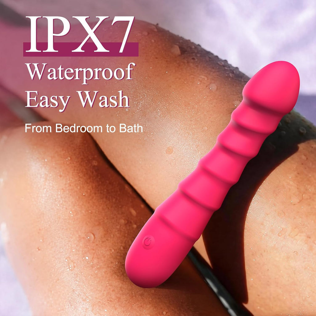 Vibrating G-Spot Dildo for Women, Clitoral Vibrator Adult Sex Toys | 10 Vibration Modes, IPX7 Waterproof & Rechargeable, Silicone Realistic Dildos Female Adult Toy Personal Massager, Rose Red