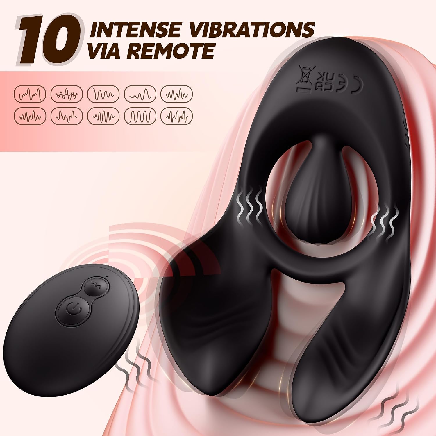 Vibrating Cock Ring Male Sex Toys – Couples Sex Toys for Clitoris & Testicle Stimulation, Penis Ring Adult Toys for Men 3 Motors & 10 Vibrations, Remote Dual Testicle Vibrator Male Sex Toy for Men