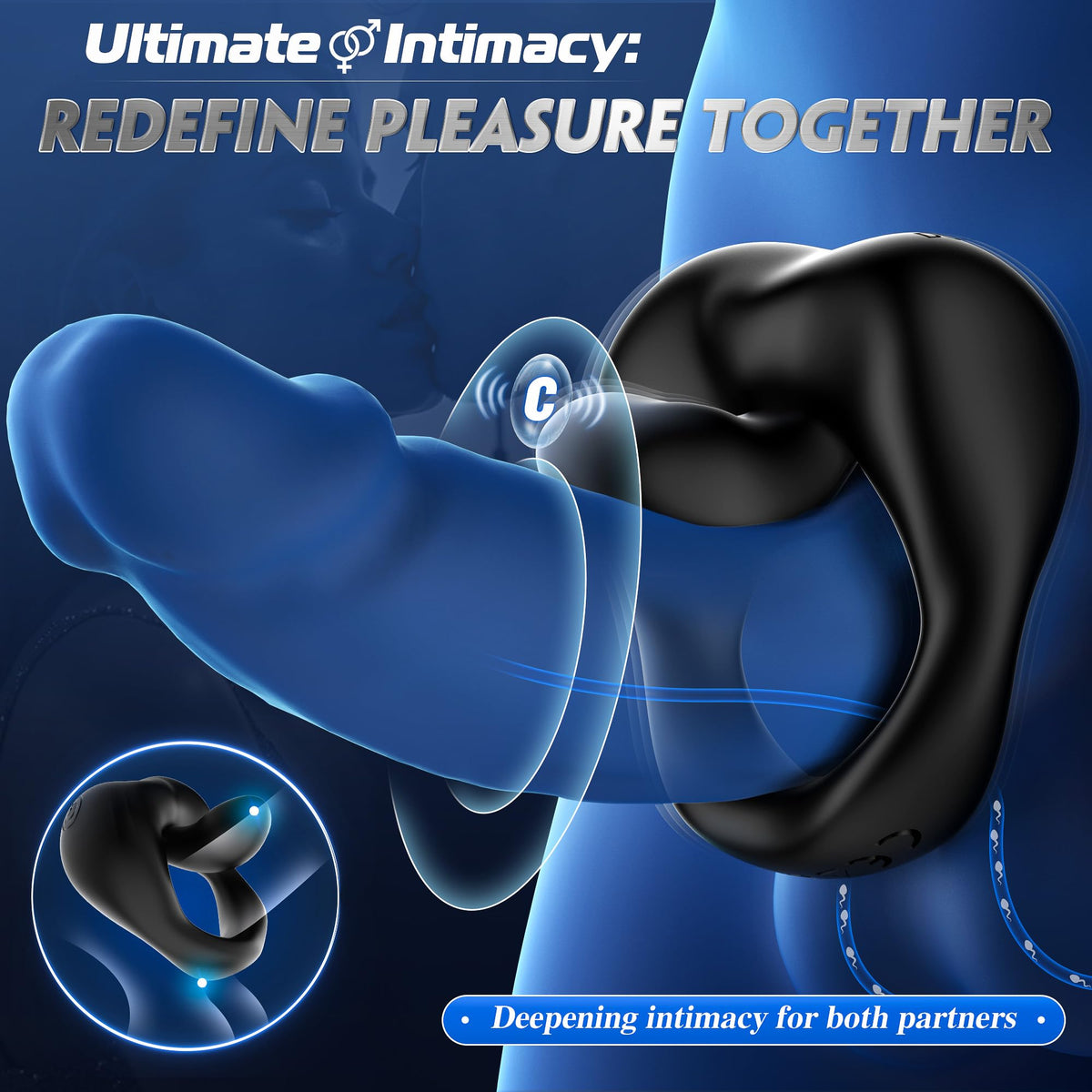 Vibrating Cock Ring Sex Toys for Men - Penis Ring Vibrator with 10 Vibrations, Adult Male Sex Toy for Longer Harder Stronger, Double Penis Vibrators, Male Adult Sex Toys