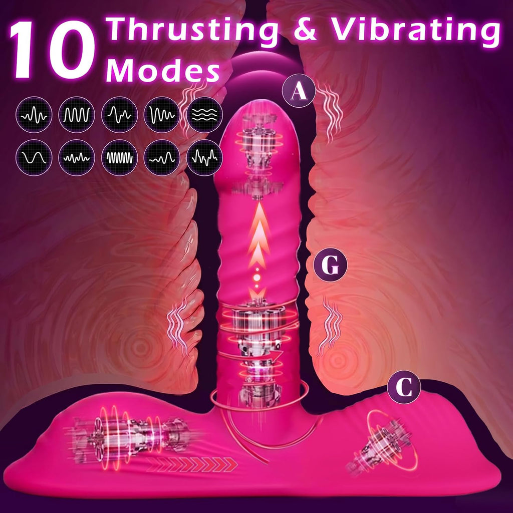 Riding Grinding Thrusting Dildo Vibrator - Remote Control Sex Grinders with 10 Thrusts & Vibrations for Clit Perineum G Spot Stimulation, Women Female Sex Toy Adult Toys & Games Sex Machine Dildos