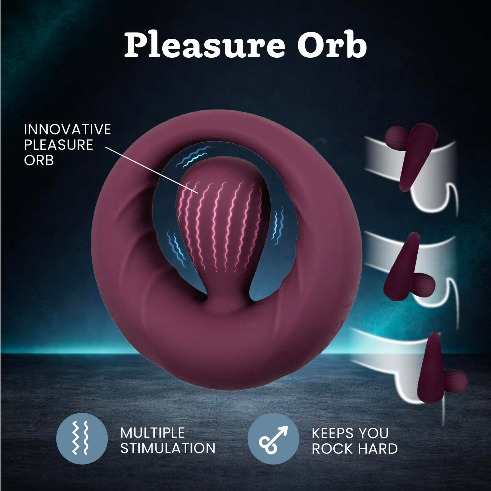 Vibrating Cock Ring for Men - 10 Modes w/Dynamic Pleasure Orb