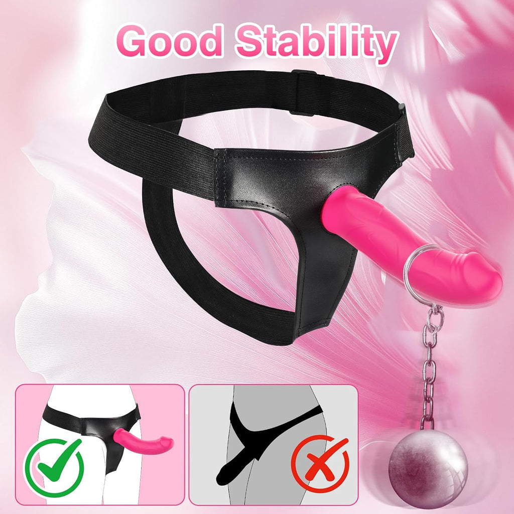 Strap On Dildo Vibrator Lesbian Fetish Sex Toys Strap on Harness Wearable Dildos with 10 Vibration Modes for G-Spot & Anal Stimulation,Removable Suction Cup for Women, Men & Couples