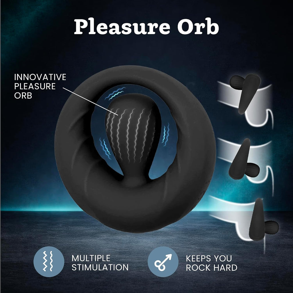 Vibrating Cock Ring for Men - 10 Modes w/Dynamic Pleasure Orb