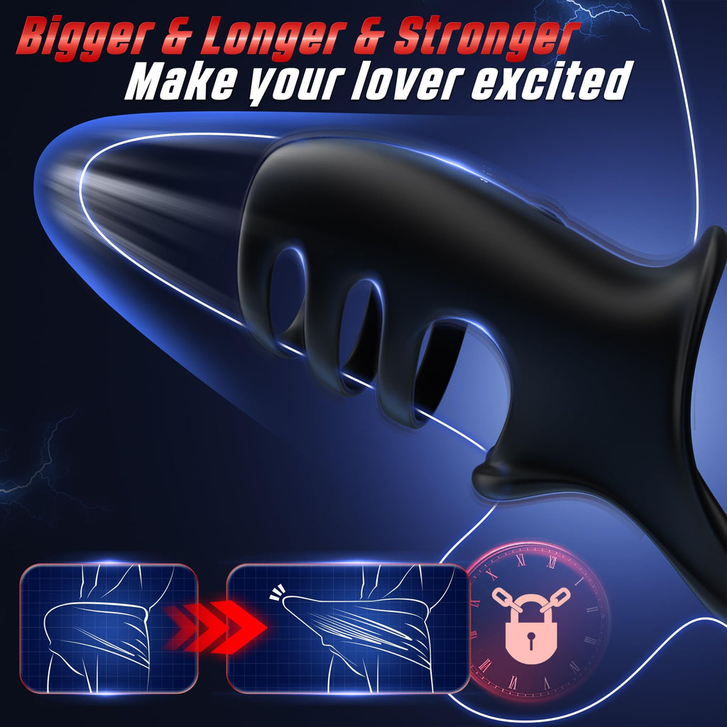 Vibrating Cock Ring Sex Toys for Men - Penis Ring Vibrator with 10 Vibrations, Adult Male Sex Toy for Longer Harder Stronger, Double Penis Vibrators, Male Adult Sex Toys