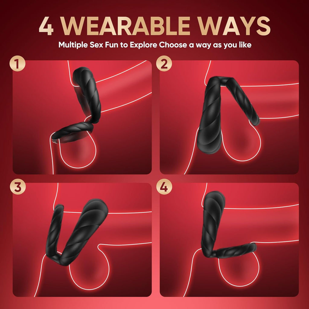 Vibrating Cock Ring Sex Toys for Men - Penis Ring Vibrator with 10 Vibrations, Adult Male Sex Toy for Longer Harder Stronger, Double Penis Vibrators, Male Adult Sex Toys