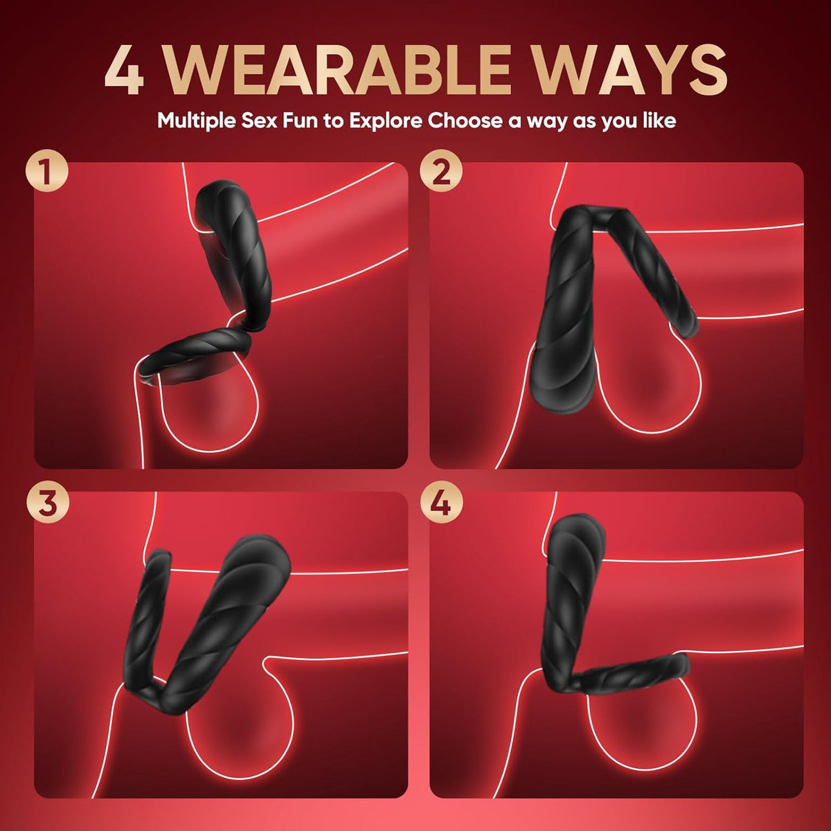 Vibrating Cock Ring Sex Toys for Men - Penis Ring Vibrator with 10 Vibrations, Adult Male Sex Toy for Longer Harder Stronger, Double Penis Vibrators, Male Adult Sex Toys