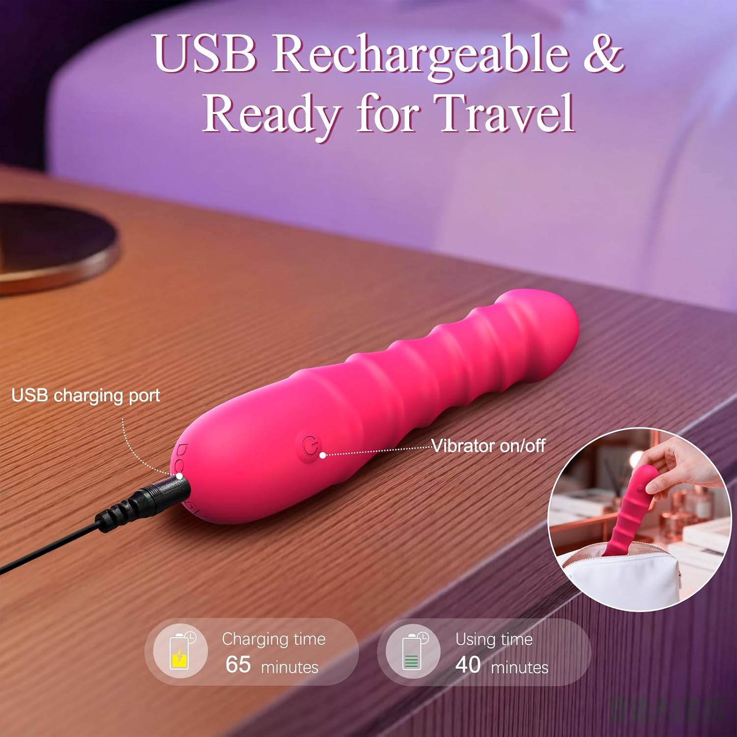 Vibrating G-Spot Dildo for Women, Clitoral Vibrator Adult Sex Toys | 10 Vibration Modes, IPX7 Waterproof & Rechargeable, Silicone Realistic Dildos Female Adult Toy Personal Massager, Rose Red