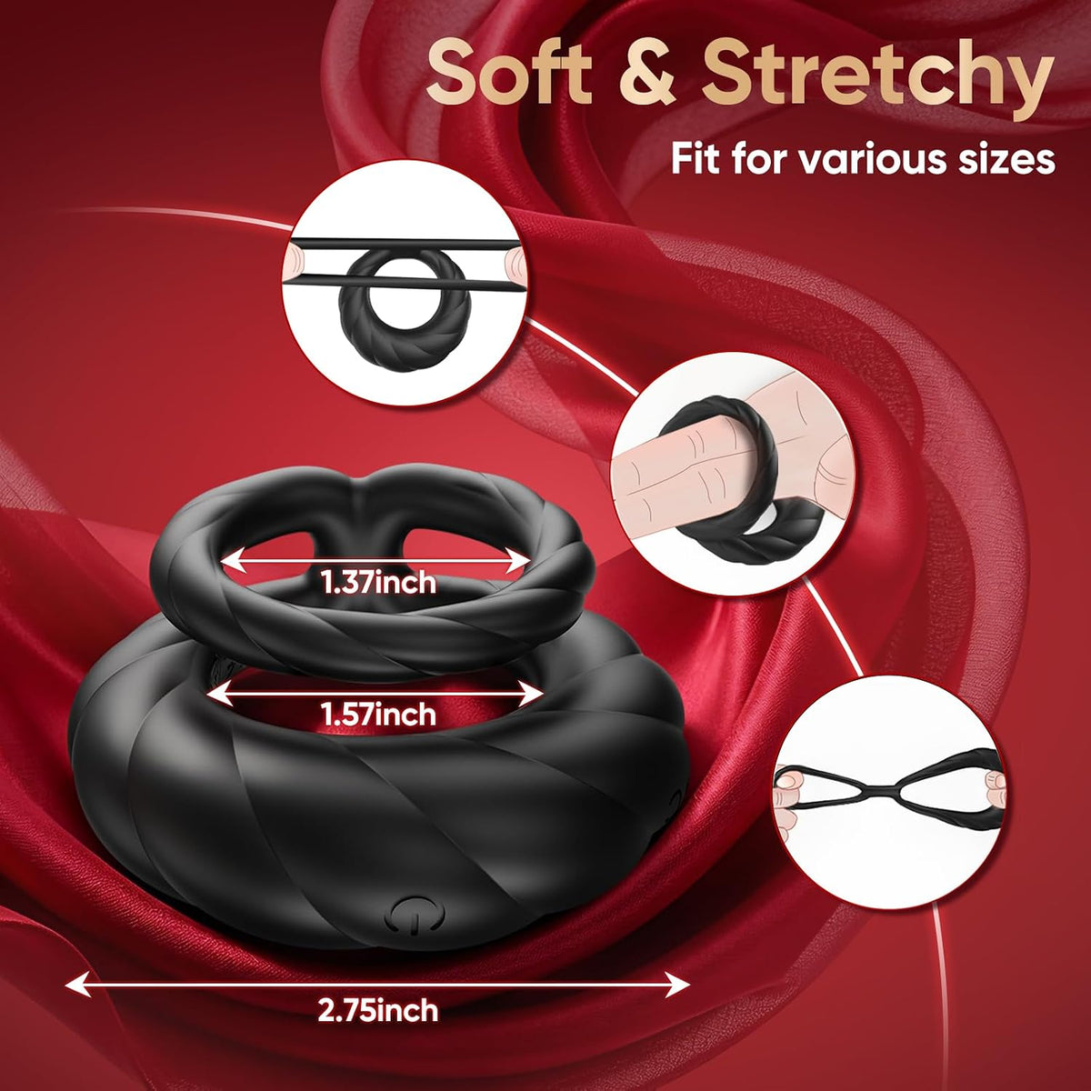 Vibrating Cock Ring Sex Toys for Men - Penis Ring Vibrator with 10 Vibrations, Adult Male Sex Toy for Longer Harder Stronger, Double Penis Vibrators, Male Adult Sex Toys