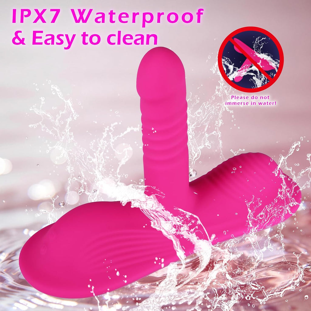 Riding Grinding Thrusting Dildo Vibrator - Remote Control Sex Grinders with 10 Thrusts & Vibrations for Clit Perineum G Spot Stimulation, Women Female Sex Toy Adult Toys & Games Sex Machine Dildos