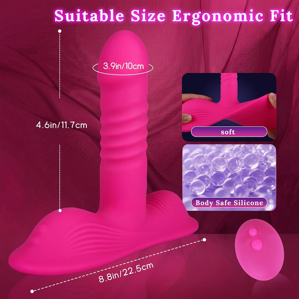 Riding Grinding Thrusting Dildo Vibrator - Remote Control Sex Grinders with 10 Thrusts & Vibrations for Clit Perineum G Spot Stimulation, Women Female Sex Toy Adult Toys & Games Sex Machine Dildos