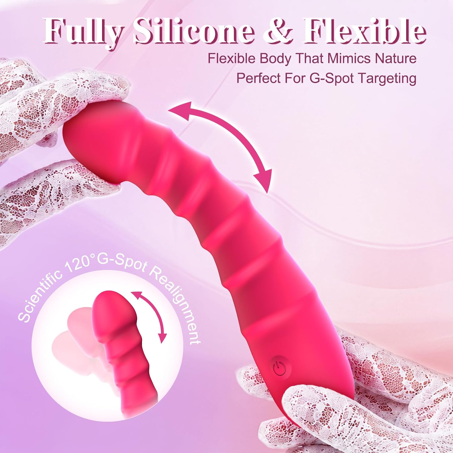 Vibrating G-Spot Dildo for Women, Clitoral Vibrator Adult Sex Toys | 10 Vibration Modes, IPX7 Waterproof & Rechargeable, Silicone Realistic Dildos Female Adult Toy Personal Massager, Rose Red