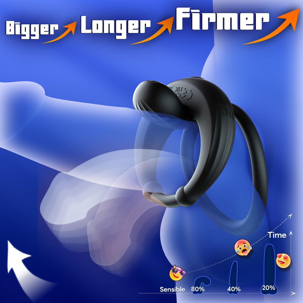 Vibrating Cock Ring Male Sex Toys – Couples Sex Toys for Clitoris & Testicle Stimulation, Penis Ring Adult Toys for Men 3 Motors & 10 Vibrations, Remote Dual Testicle Vibrator Male Sex Toy for Men