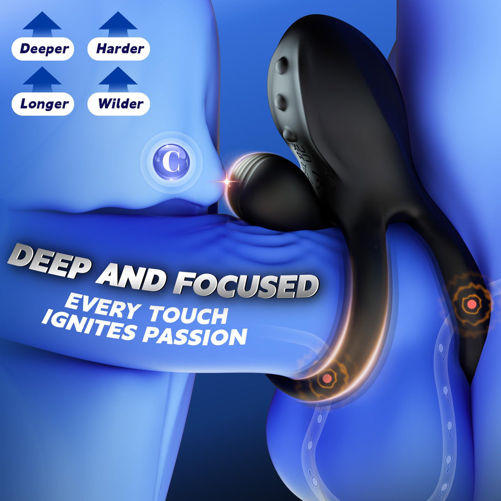 Vibrating Cock Ring Male Sex Toys – Couples Sex Toys for Clitoris & Testicle Stimulation, Penis Ring Adult Toys for Men 3 Motors & 10 Vibrations, Remote Dual Testicle Vibrator Male Sex Toy for Men