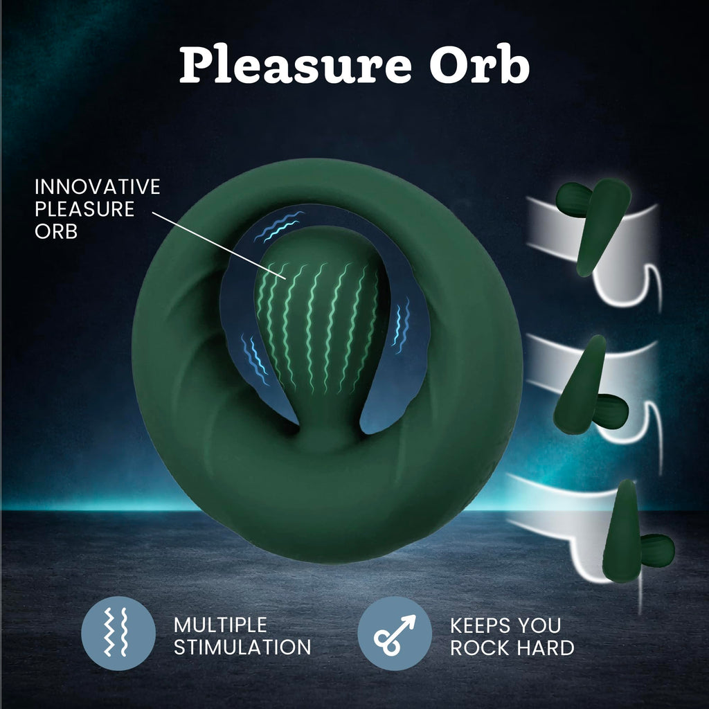 Vibrating Cock Ring for Men - 10 Modes w/Dynamic Pleasure Orb