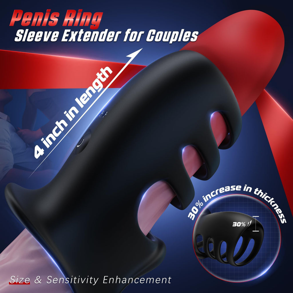 Vibrating Cock Ring Sex Toys for Men - Penis Ring Vibrator with 10 Vibrations, Adult Male Sex Toy for Longer Harder Stronger, Double Penis Vibrators, Male Adult Sex Toys