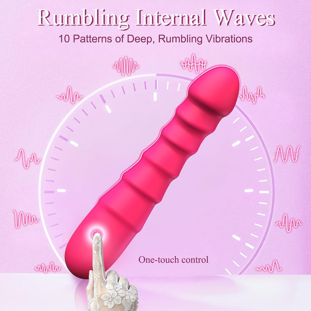Vibrating G-Spot Dildo for Women, Clitoral Vibrator Adult Sex Toys | 10 Vibration Modes, IPX7 Waterproof & Rechargeable, Silicone Realistic Dildos Female Adult Toy Personal Massager, Rose Red