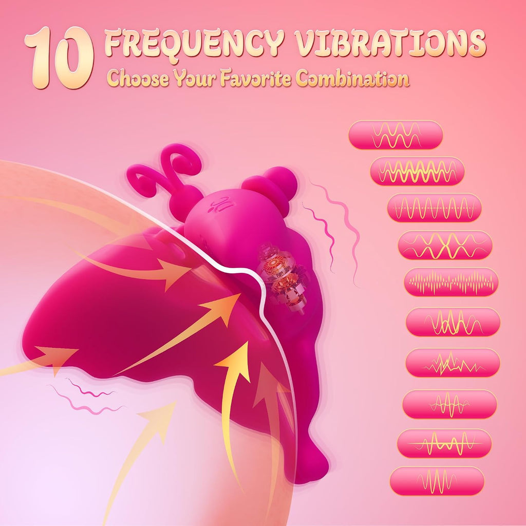 Vibrating Nipple Clamps with Remote Control - Sex Toys Nipple Toy with 10 Vibration Modes, Adjustable Butterfly Design, Lightweight and Portable Nipple Vibrator for Women and Couples
