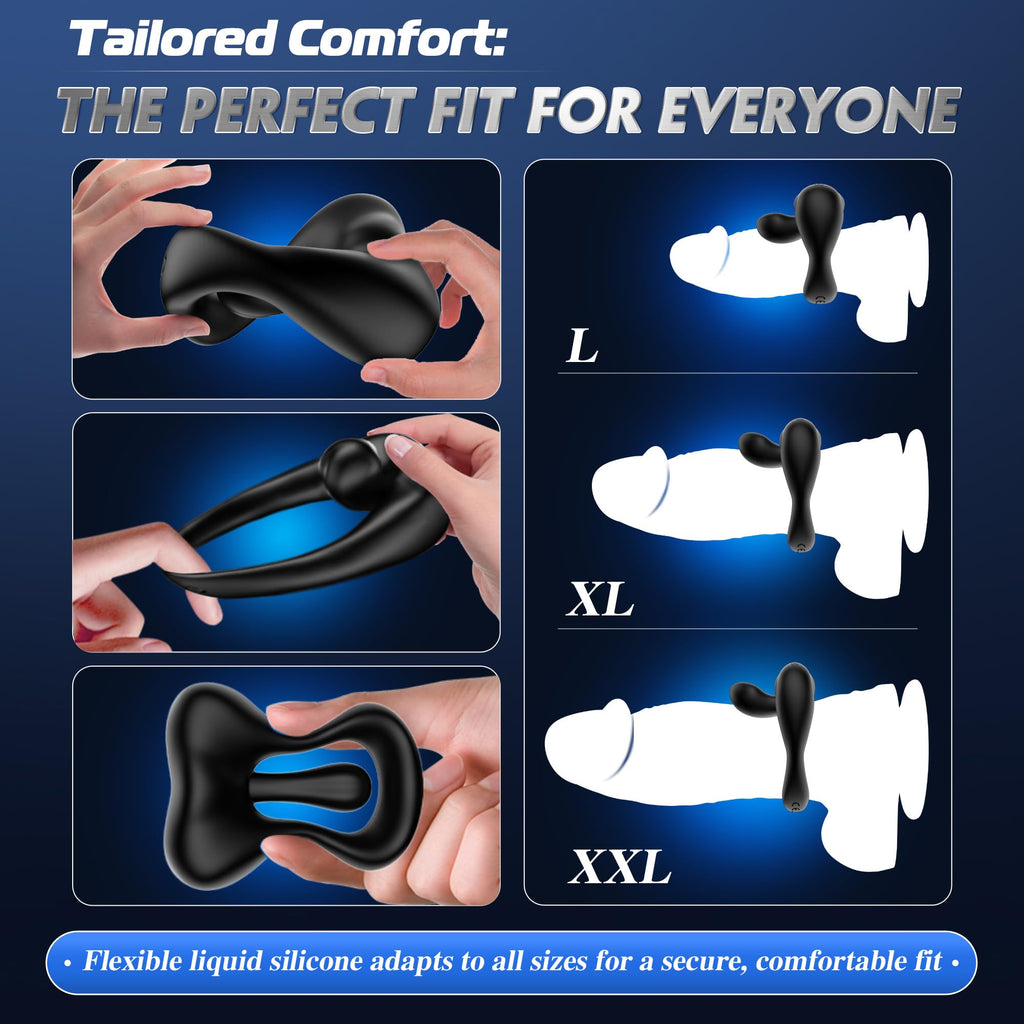 Vibrating Cock Ring Sex Toys for Men - Penis Ring Vibrator with 10 Vibrations, Adult Male Sex Toy for Longer Harder Stronger, Double Penis Vibrators, Male Adult Sex Toys