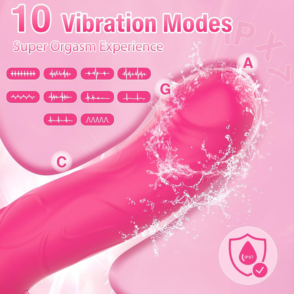 Strap On Dildo Vibrator Lesbian Fetish Sex Toys Strap on Harness Wearable Dildos with 10 Vibration Modes for G-Spot & Anal Stimulation,Removable Suction Cup for Women, Men & Couples