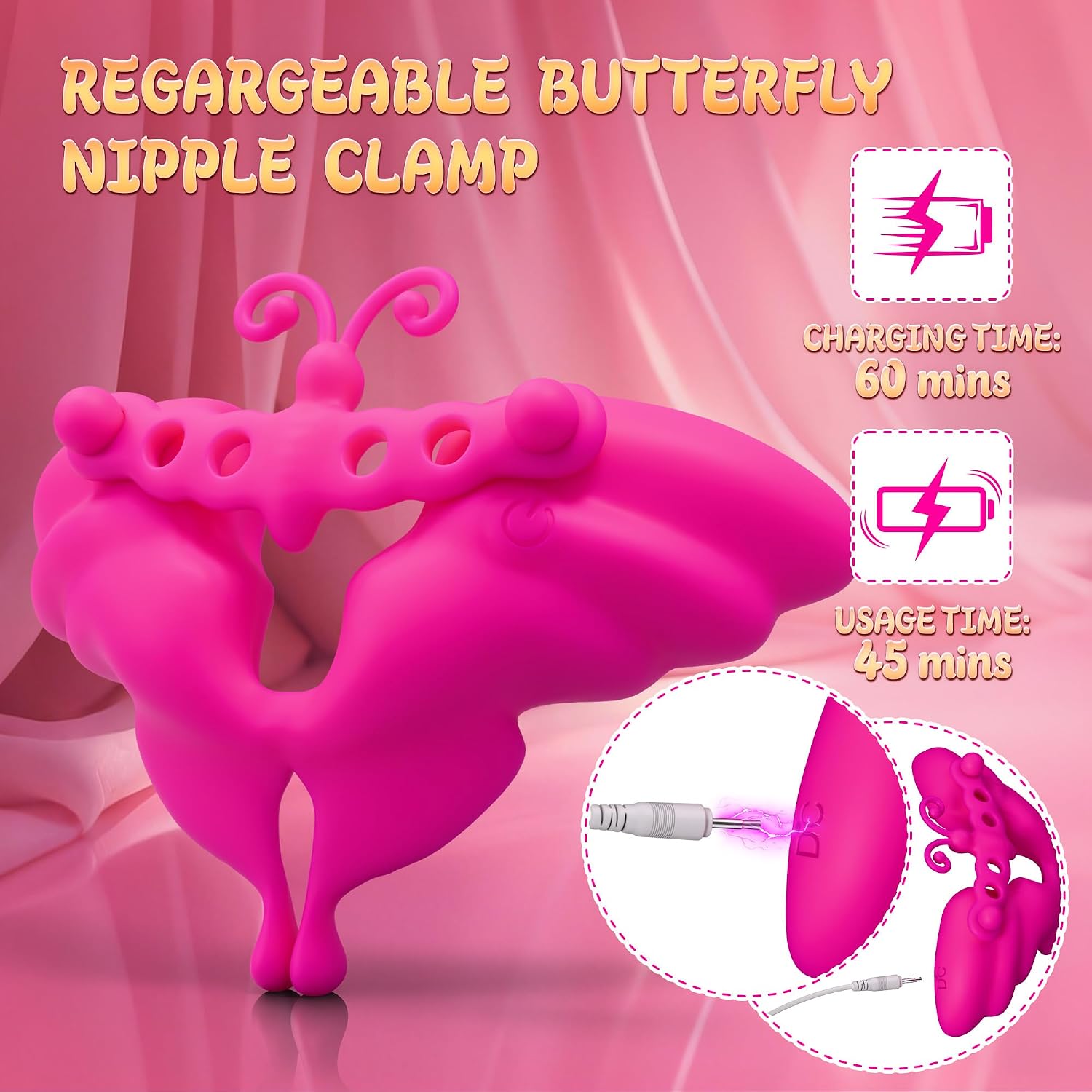 Vibrating Nipple Clamps with Remote Control - Sex Toys Nipple Toy with 10 Vibration Modes, Adjustable Butterfly Design, Lightweight and Portable Nipple Vibrator for Women and Couples