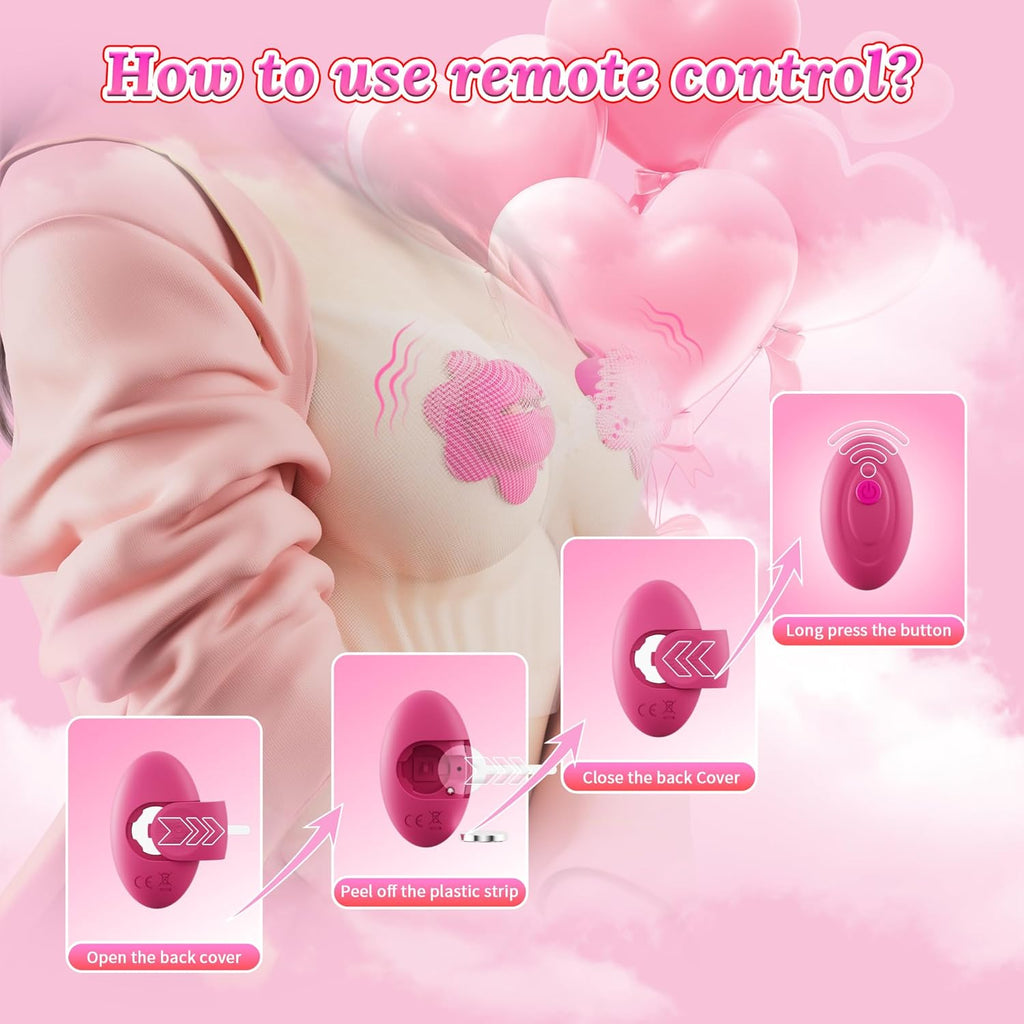 SanFunny Nipple Toys Vibrator for Women, Vibrating Nipple Clamps Adult Toys with 10 Vibration Modes, Remote Controlled Nipple Toy Women Sex Toys, Adjustable & Wearable Nipple Vibrator for Women's Orgasm