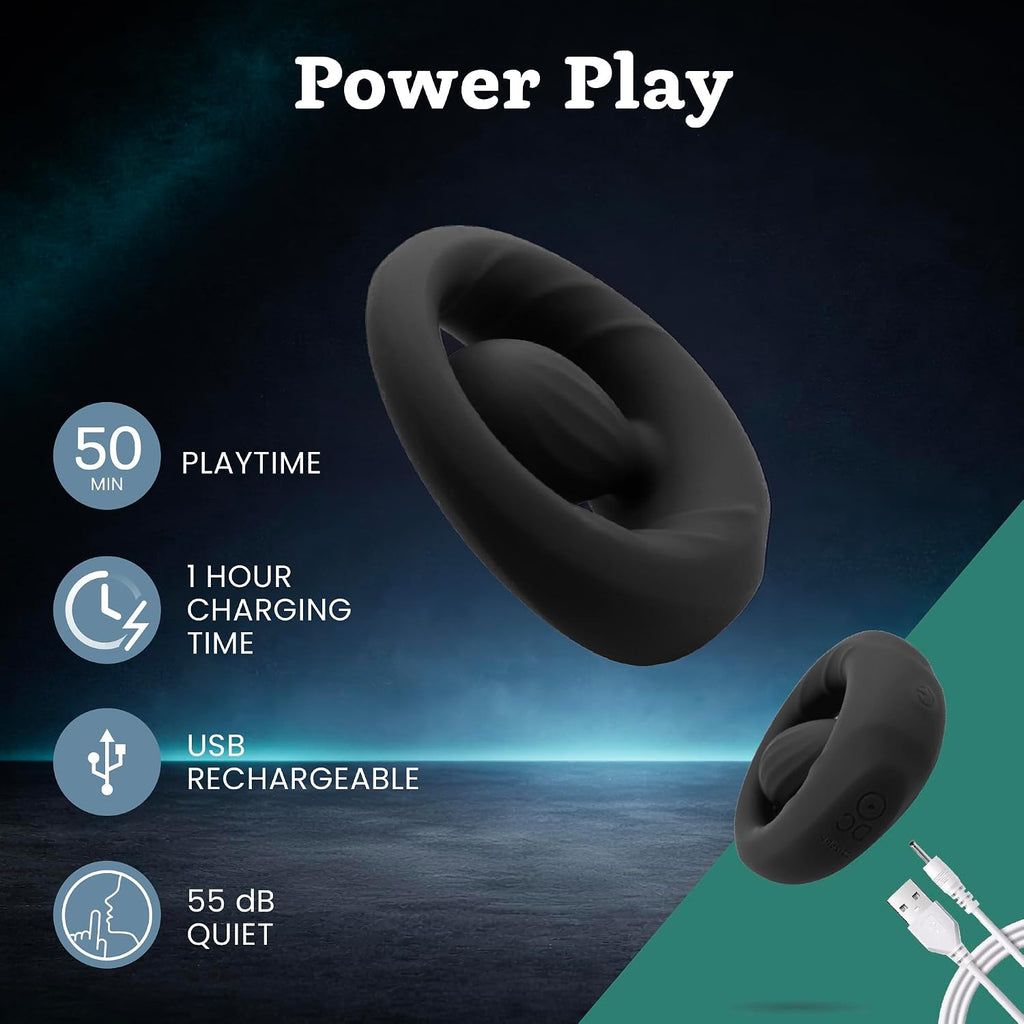 Vibrating Cock Ring for Men - 10 Modes w/Dynamic Pleasure Orb