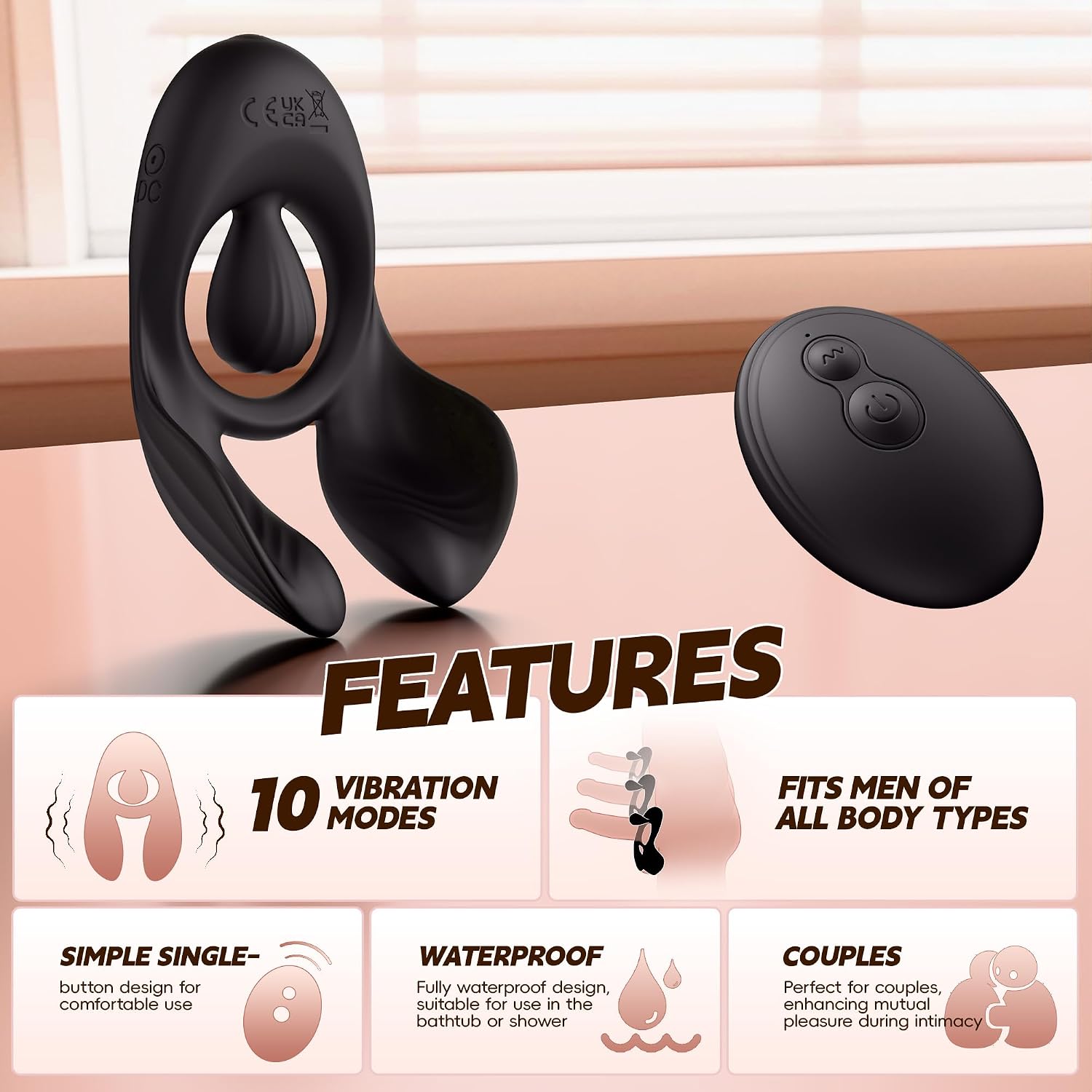 Vibrating Cock Ring Male Sex Toys – Couples Sex Toys for Clitoris & Testicle Stimulation, Penis Ring Adult Toys for Men 3 Motors & 10 Vibrations, Remote Dual Testicle Vibrator Male Sex Toy for Men