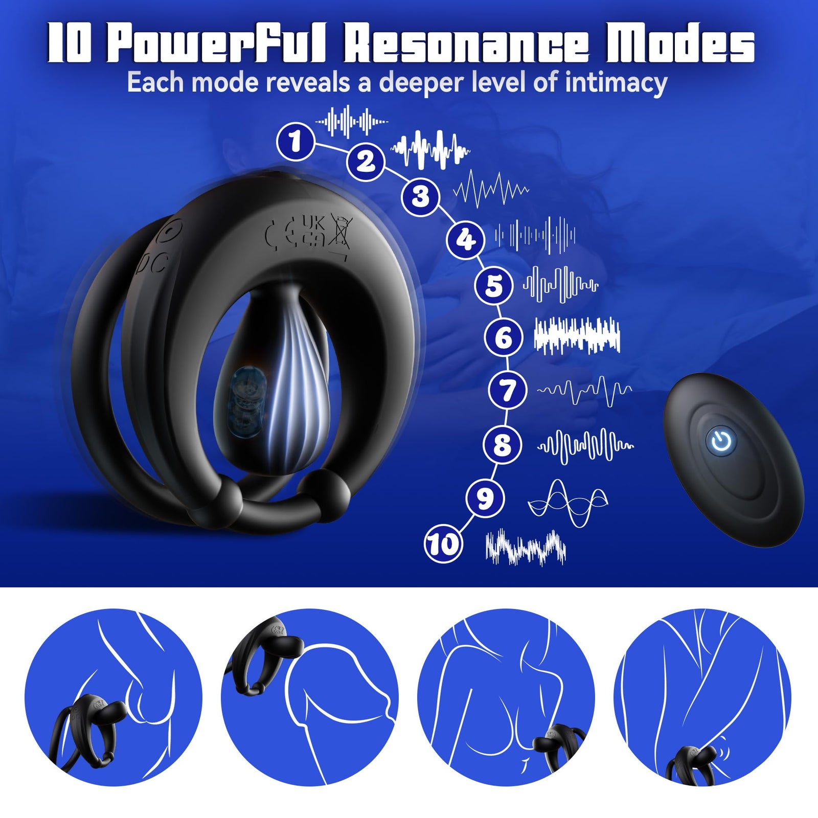 Vibrating Cock Ring Male Sex Toys – Couples Sex Toys for Clitoris & Testicle Stimulation, Penis Ring Adult Toys for Men 3 Motors & 10 Vibrations, Remote Dual Testicle Vibrator Male Sex Toy for Men