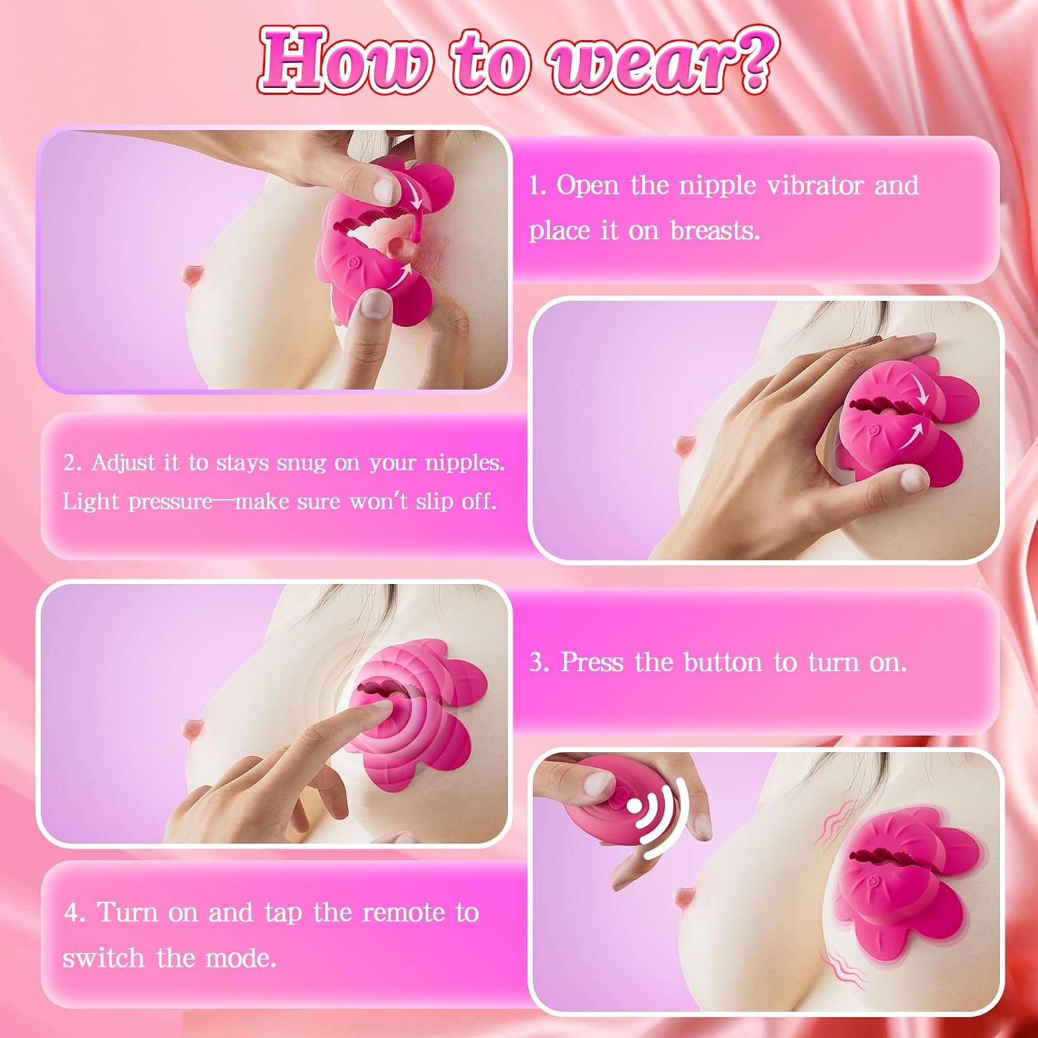 SanFunny Nipple Toys Vibrator for Women, Vibrating Nipple Clamps Adult Toys with 10 Vibration Modes, Remote Controlled Nipple Toy Women Sex Toys, Adjustable & Wearable Nipple Vibrator for Women's Orgasm