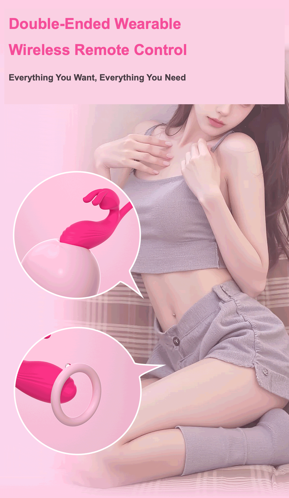 SANSUNNY Double-Ended Wireless Remote Control Massager – Rechargeable Waterproof Wellness Device